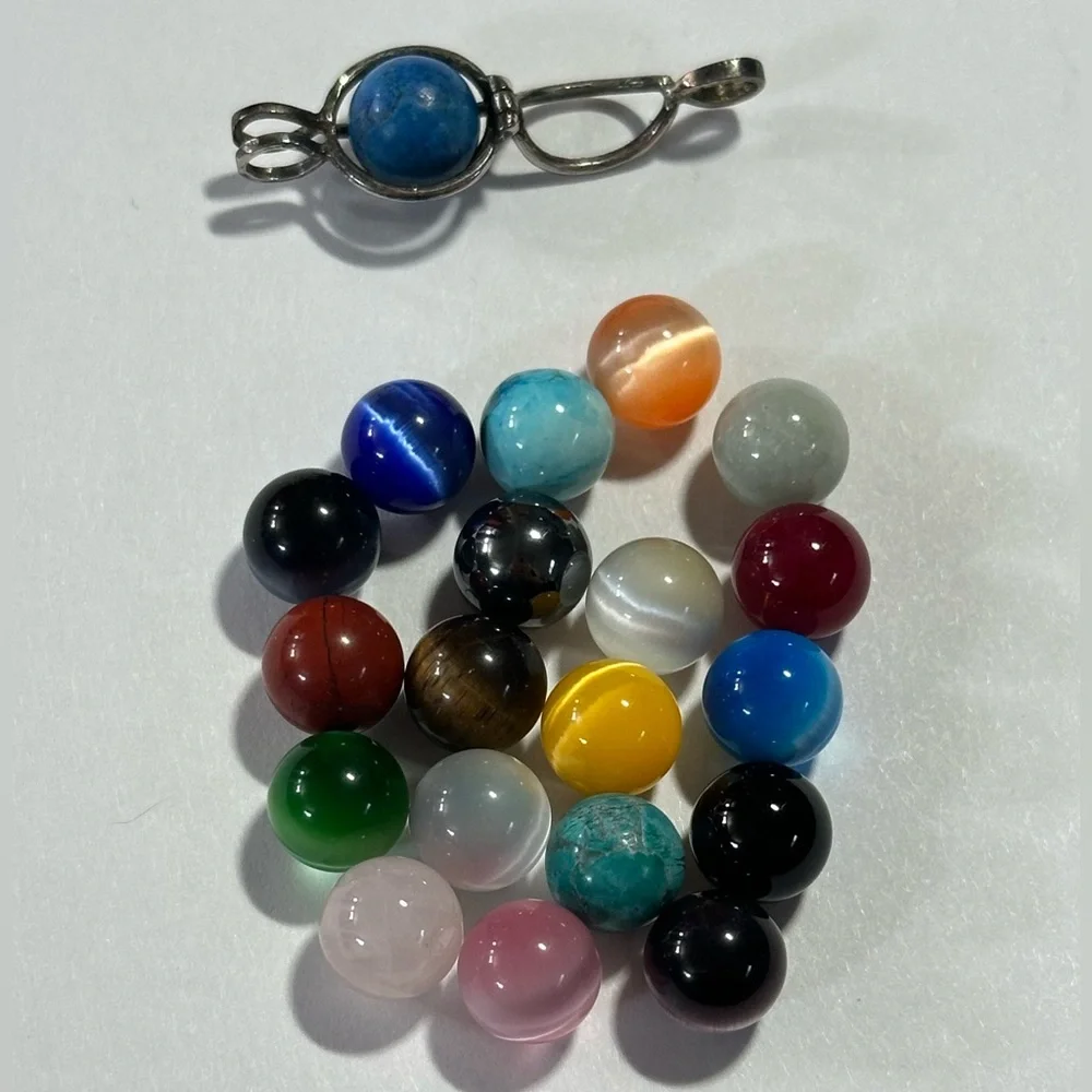 925 Sterling Silver Interchangeable Stone Cage Pendant Set Tigerseye Quartz Y2K